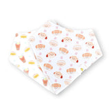 Organic Cotton Bandana Bibs 2pcs Set - Bakery Buns + Iced Tea